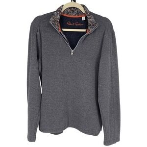 Robert Graham Delage Navy Quarter Zip‎ Pullover Speckled Knit Size S